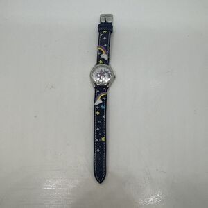Accutime Watch Girls Unicorn Rainbow Stars Dark Blue Denim  Band (needs battery)